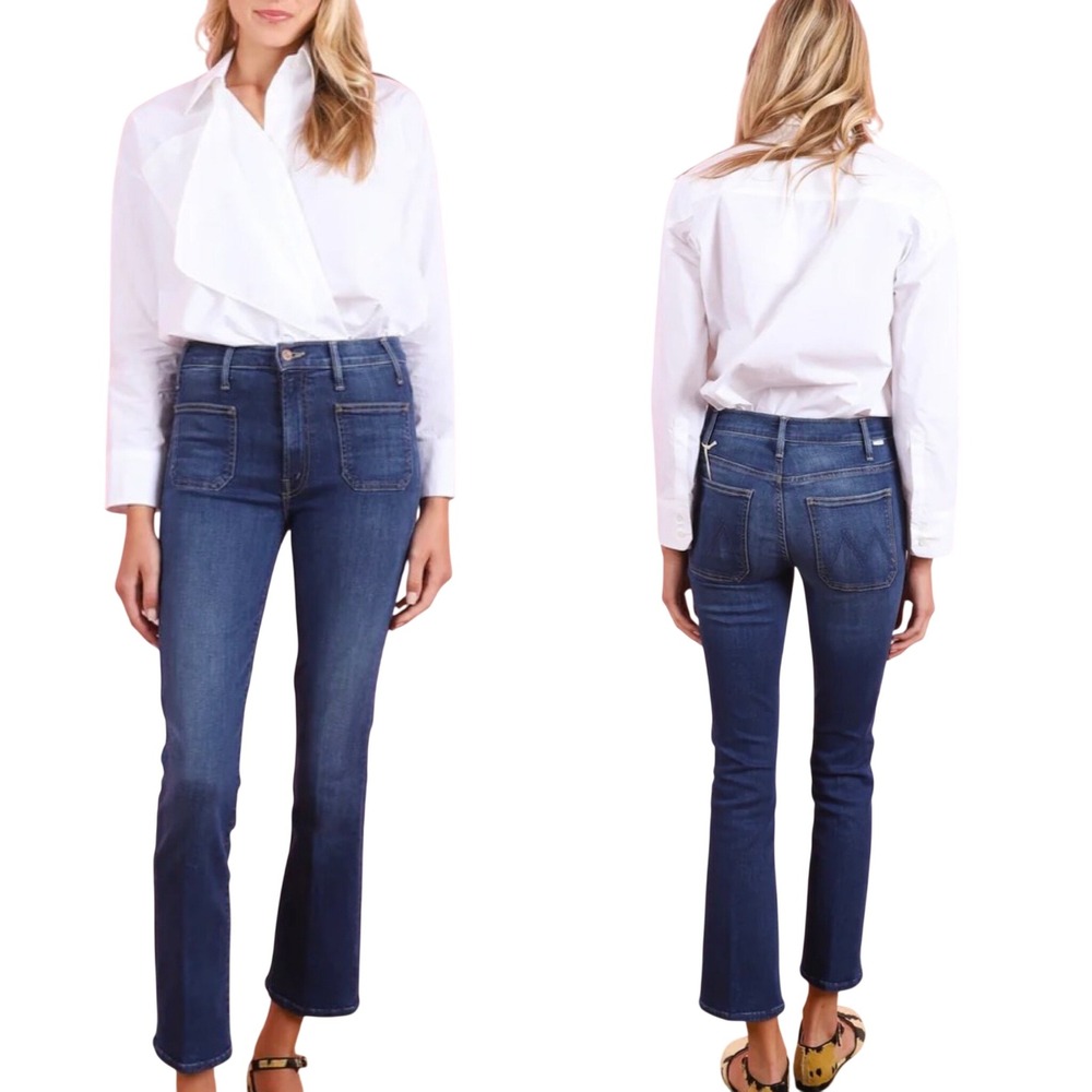 MOTHER The Patch Pocket Insider Flood Jeans On Your Left Blue Size 28 10817-104